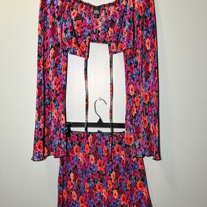 Zara Floral Print Dress with Matching Top - Multicolor